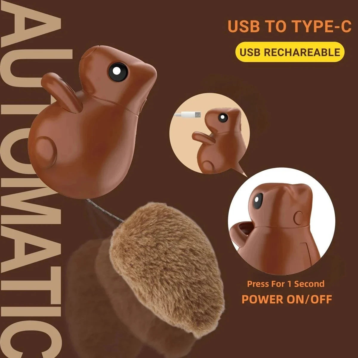 Cat Teasing Automatic Squirrel Tail Hanging Toy