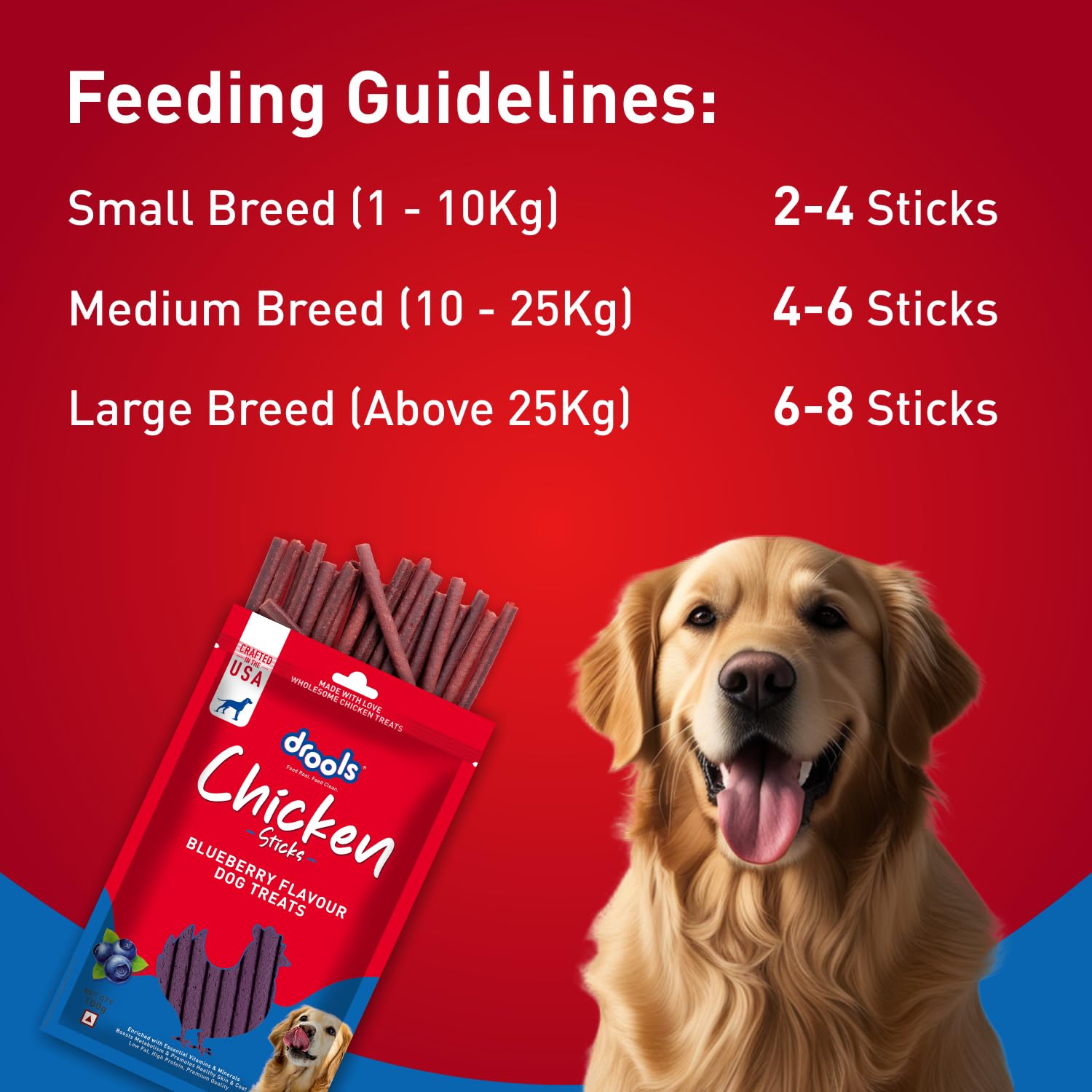 Drools Blueberry Flavour Chicken Sticks Treat for Dogs