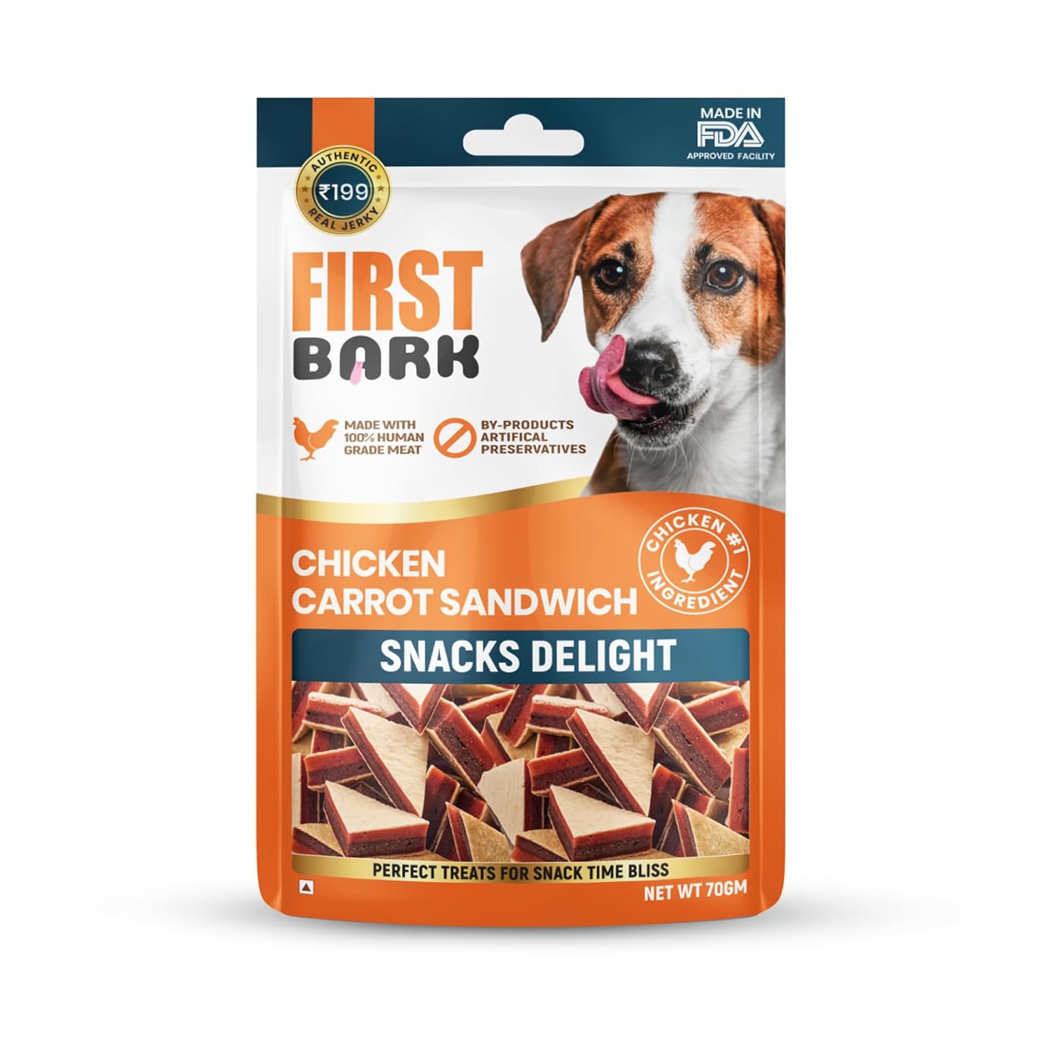 First Bark Chicken and Carrot Sandwich Jerky Dog Treat