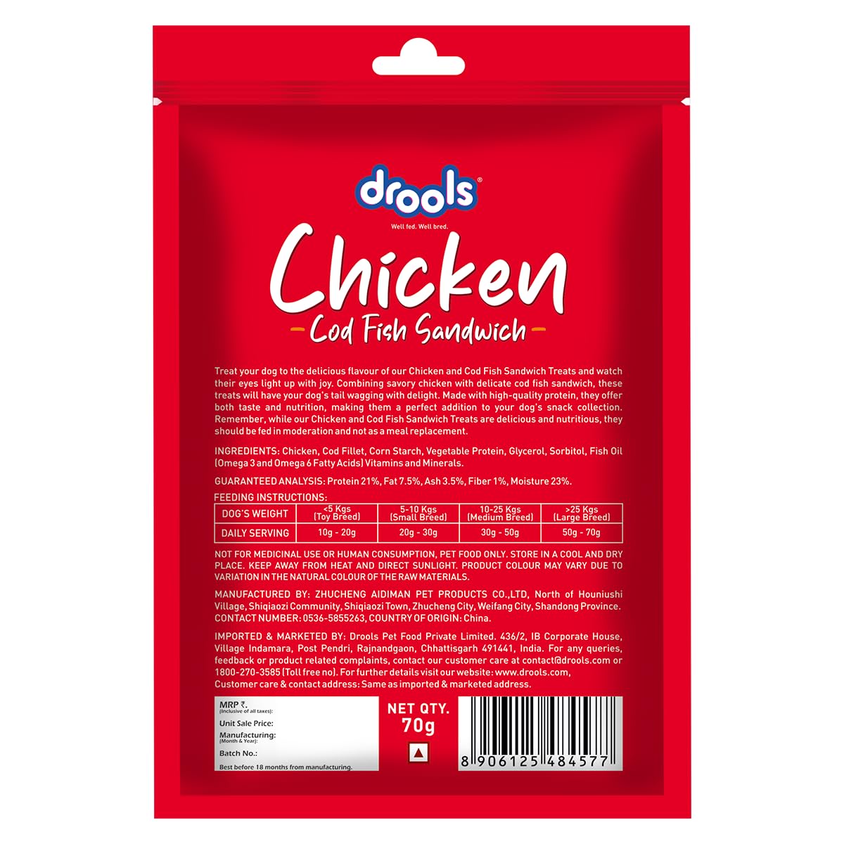 Drools Cod Fish Sandwich Dog Treats