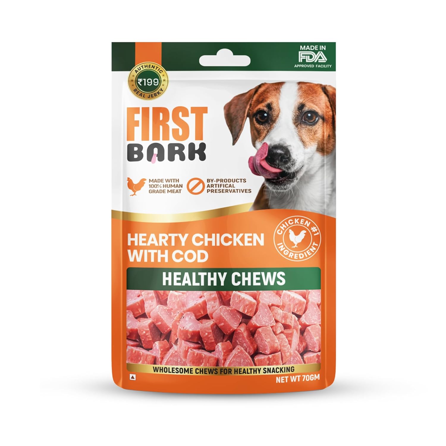 First bark Hearty Chicken with Cod Jerky Dog Treat