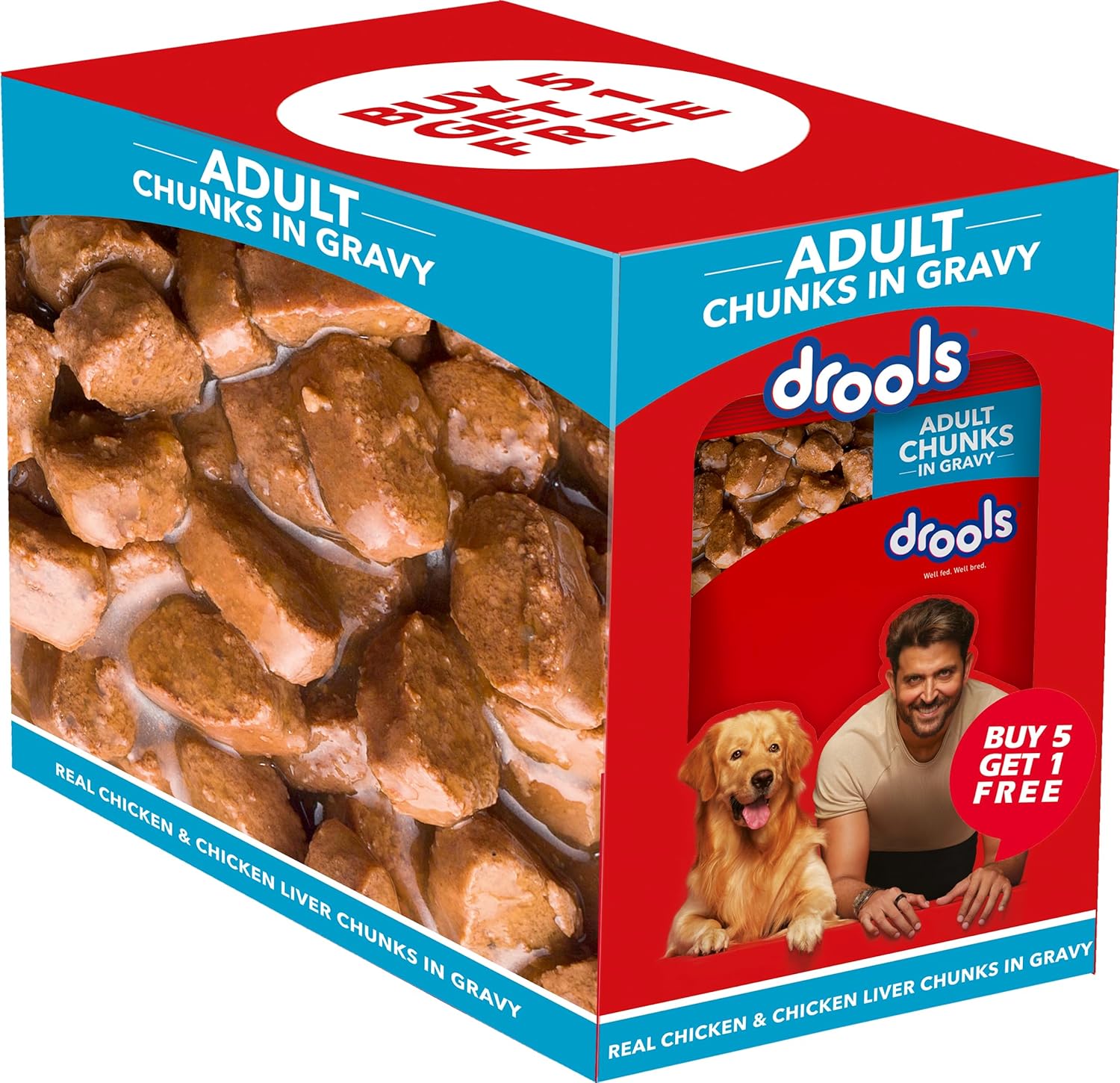 Drools Real Chicken and Chicken Liver Chunks in Gravy Adult Wet Dog Food  Pack of 6