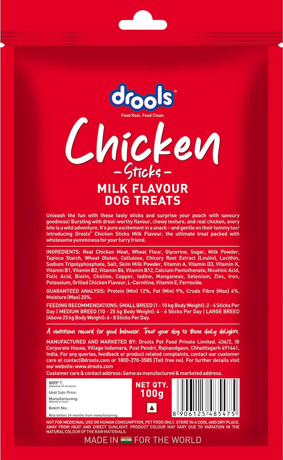 Drools Milk Flavour Chicken Sticks Treat for Dogs